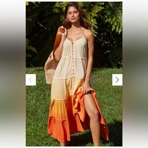 Anthropologie sunrise tiered ombré maxi dress